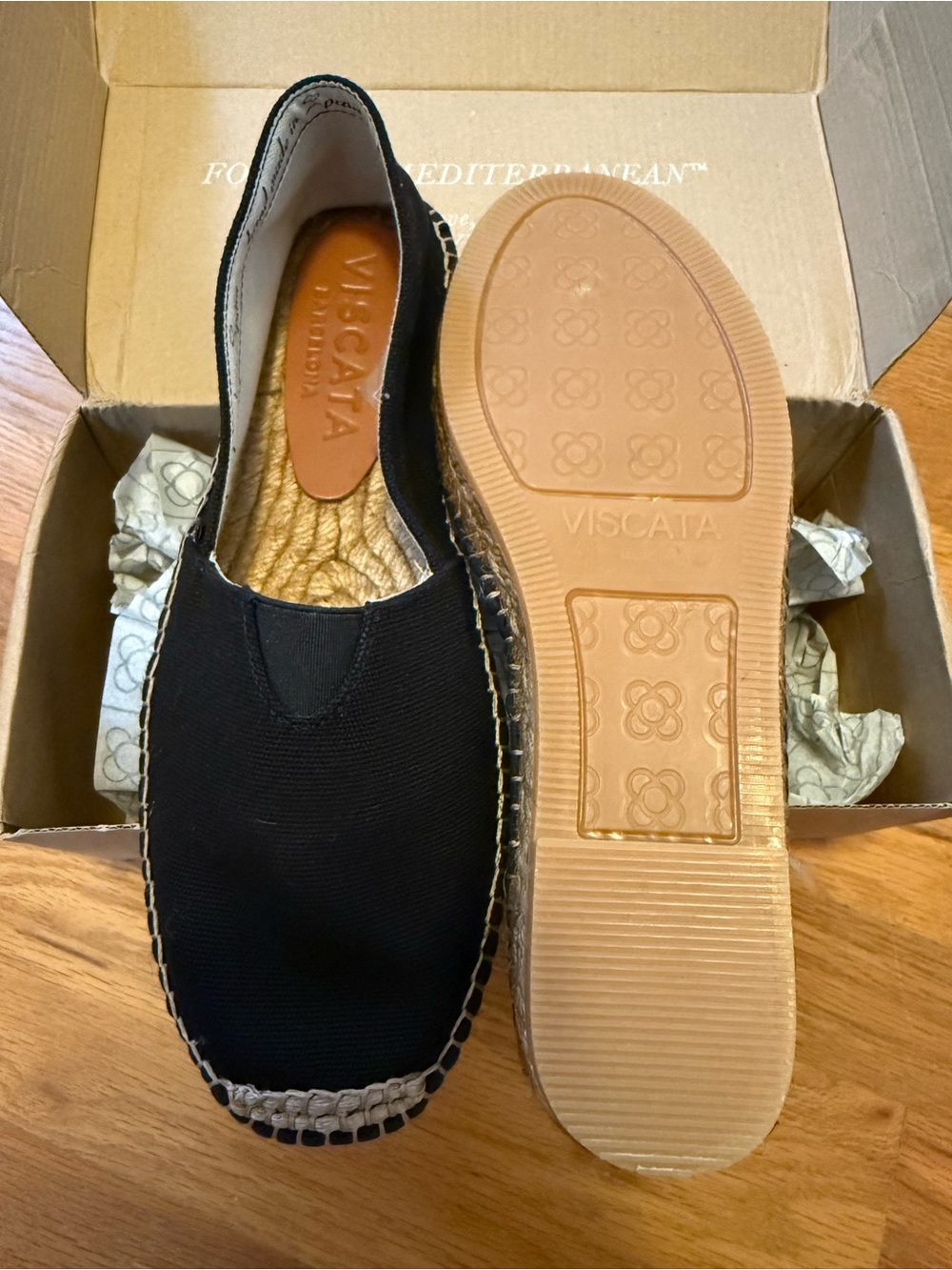 VISCATA Black Espadrille Slip-On Shoe